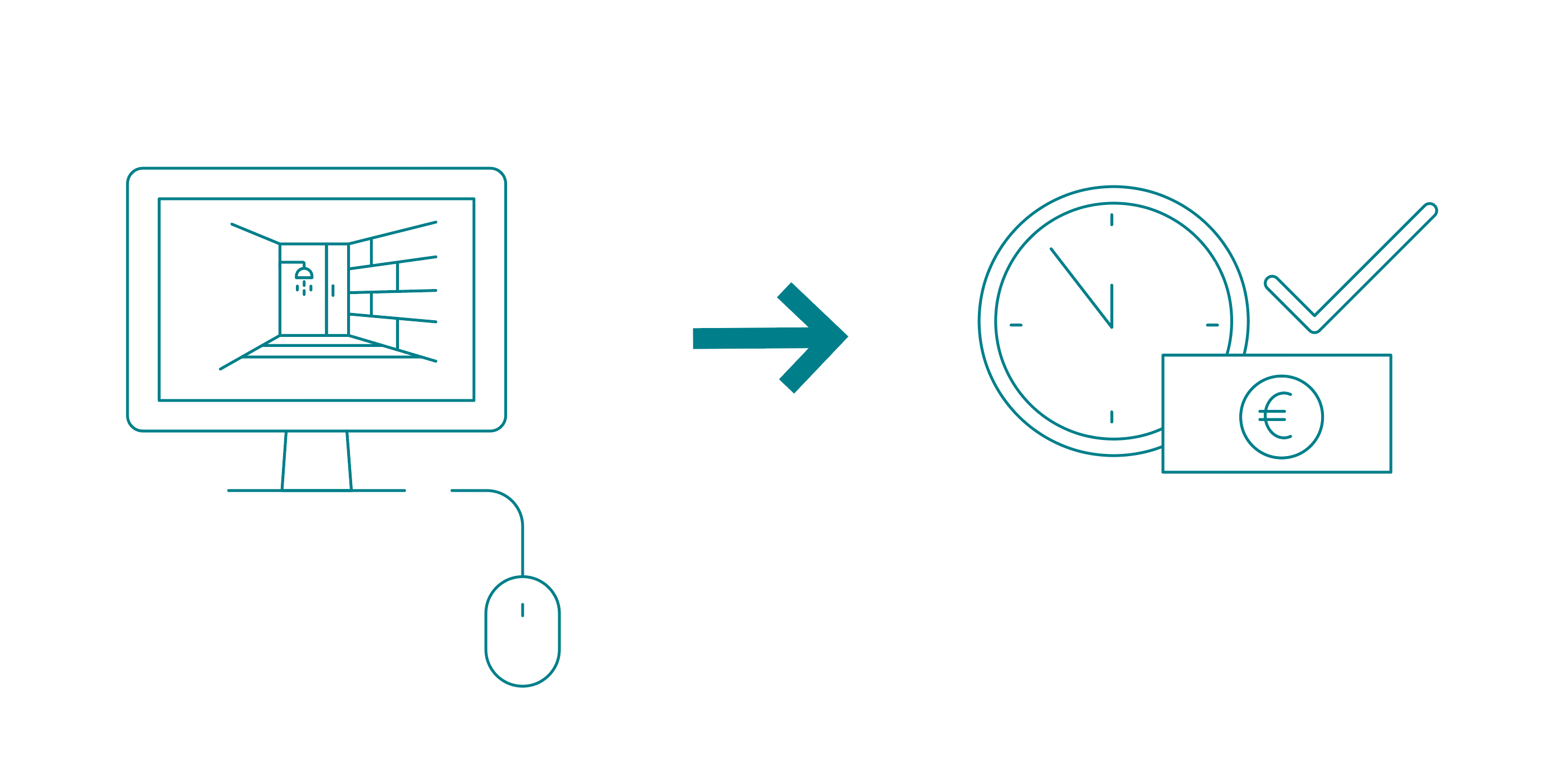 infografik-zeigt-bildschirm-mit-technischer-zeichnung-und-einen-pfeil-der-auf-eine-uhr-und-geldscheine-deutet